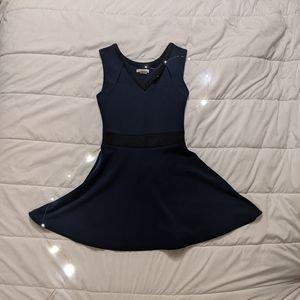 Navy Blue and Black Skater Dress